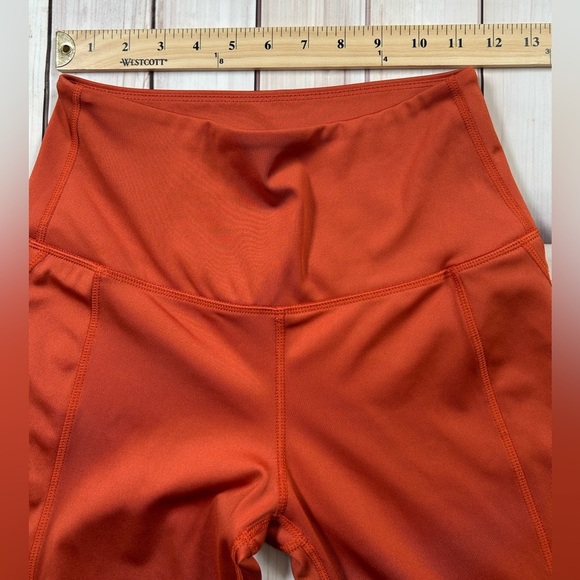 LegEnd Rust Orange High-Waisted Athletic Leggings w/ Pockets. Size Medium. - Picture 2 of 7